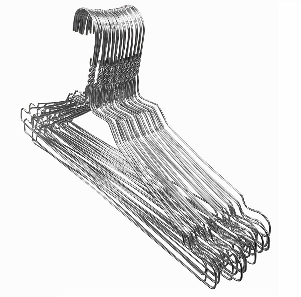 Colgadores Ropa Metal Hangerworld 50 Grucce Per Lavanderia 40cm Salvaspazio In Metallo Cromato Con Spalline Con Toldo Furgoneta